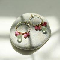 Small Gemstone Drop Hoops