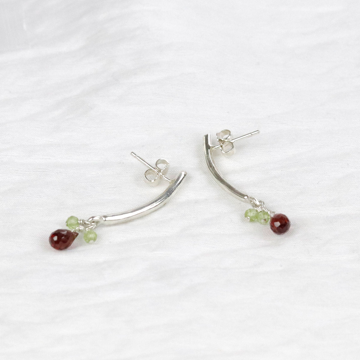 Garnet Drop Stick Earrings
