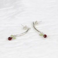 Garnet Drop Stick Earrings