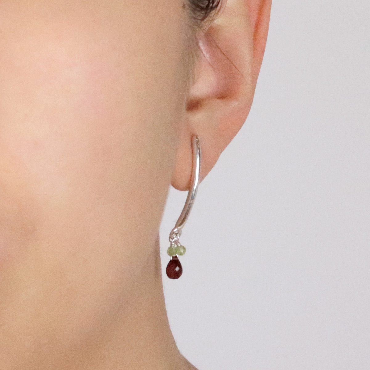 Garnet Drop Stick Earrings