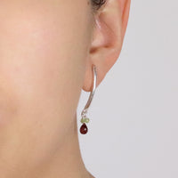 Garnet Drop Stick Earrings