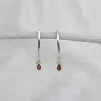 Garnet Drop Stick Earrings