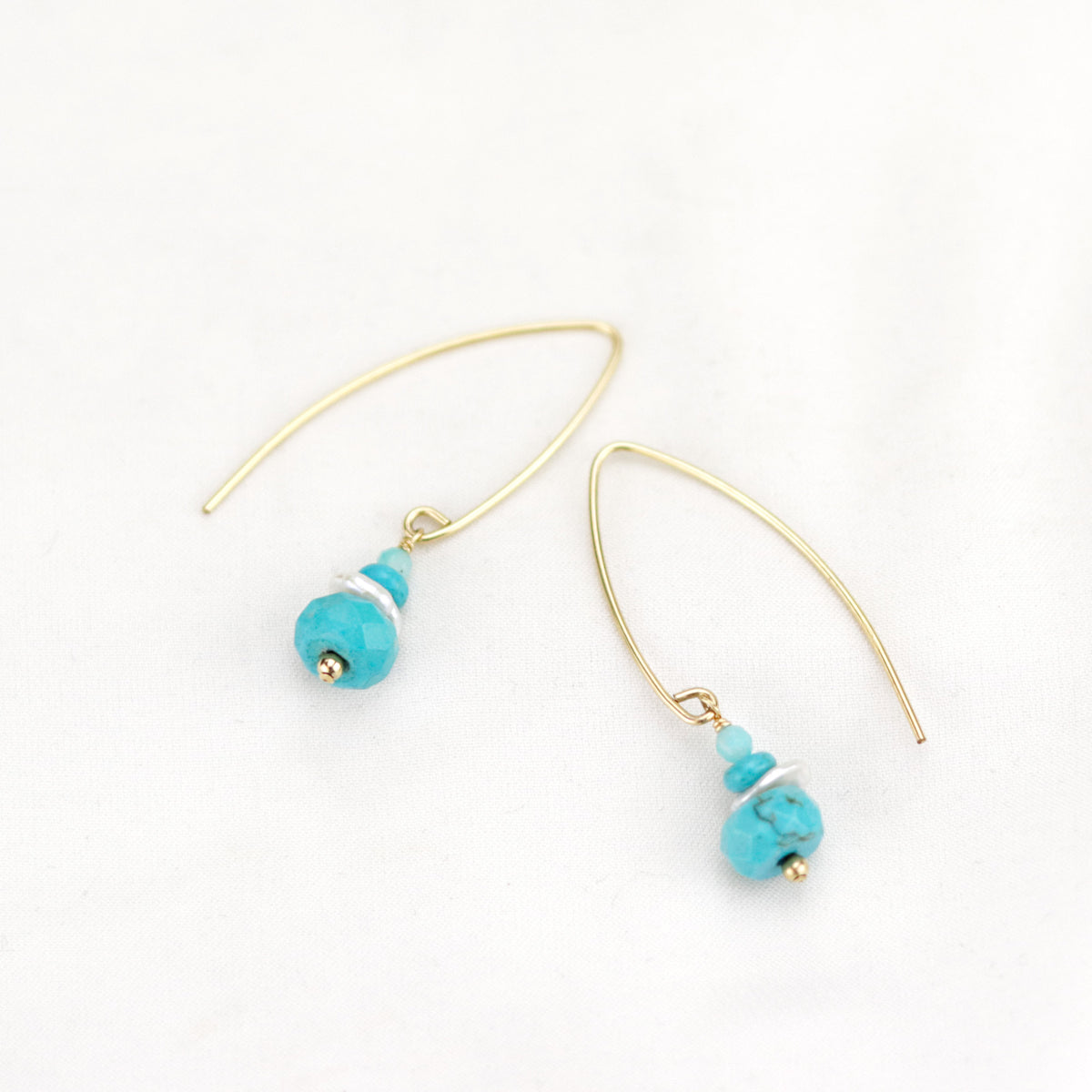 Turquoise Stack Fish Hook Earrings