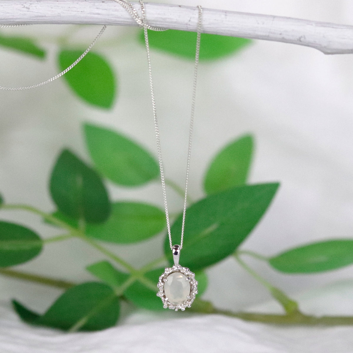 White Chalcedony Sunflower Pendant