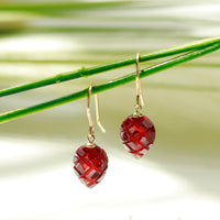 Carved Garnet Zircon Leaf Earrings