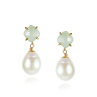 Cushion Cut Stone & Pearl Drop Earrings