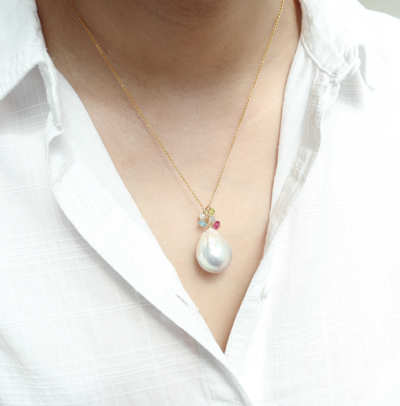 Nucleated Baroque Pearl Cluster Pendant