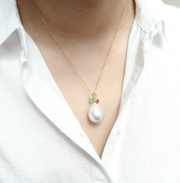 Nucleated Baroque Pearl Cluster Pendant Necklace