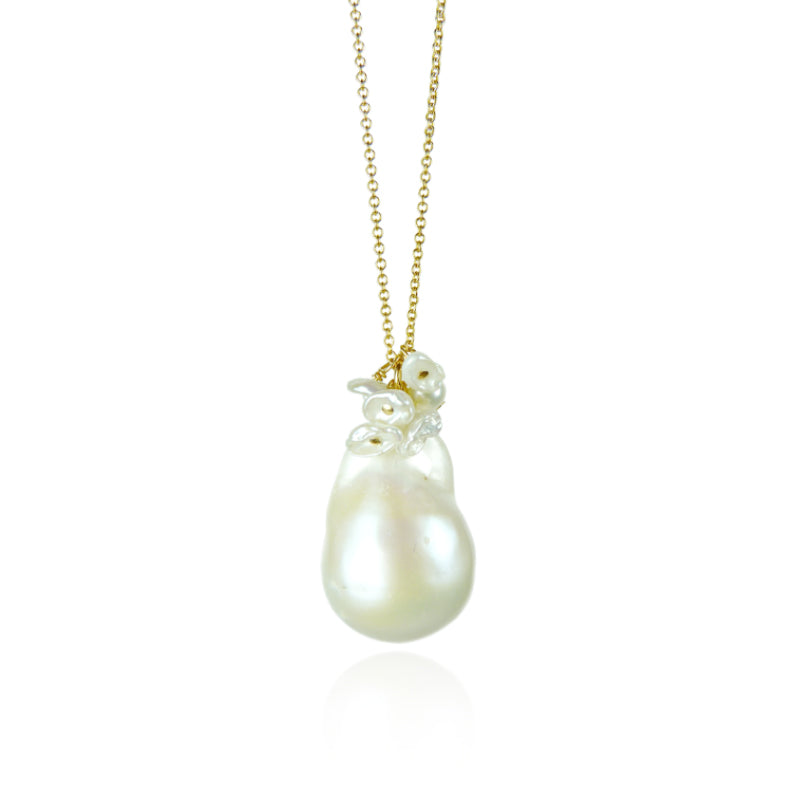 Baroque And Keishi Pear Cluster Pendant Necklace