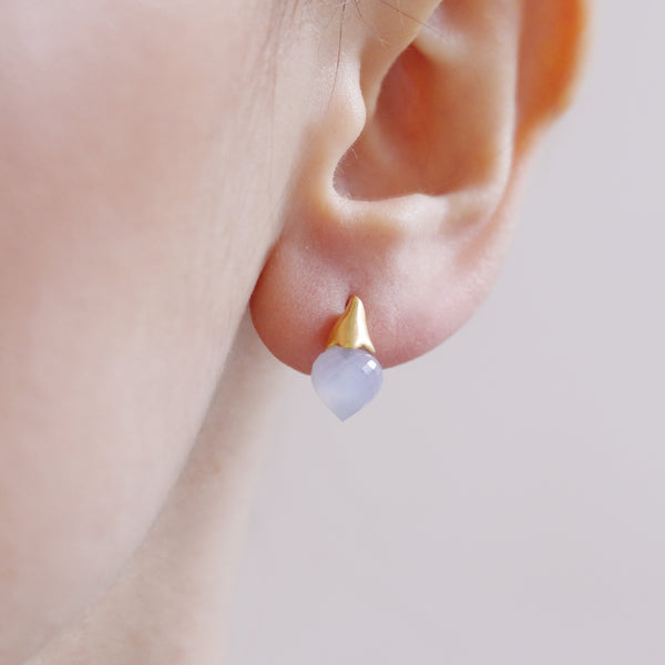 Blue Chalcedony Stud Earrings