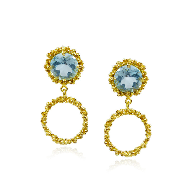 Blue Topaz Granulated Earrings