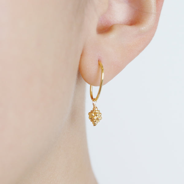 Ornate Gold Bead Mini Hoops