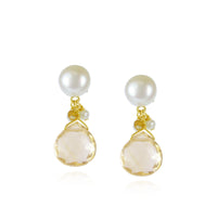Pearl & Heart Gemstone Drop Earrings