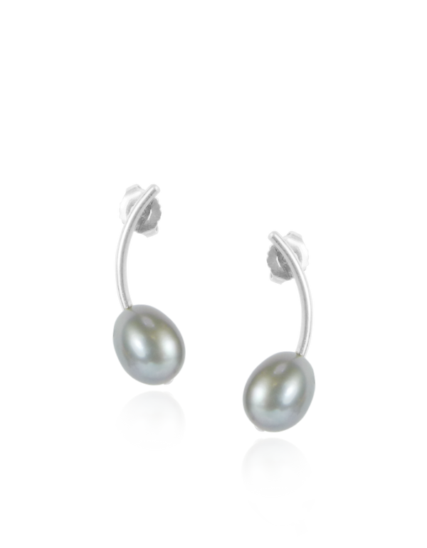 Pearl Curved Stud Earrings