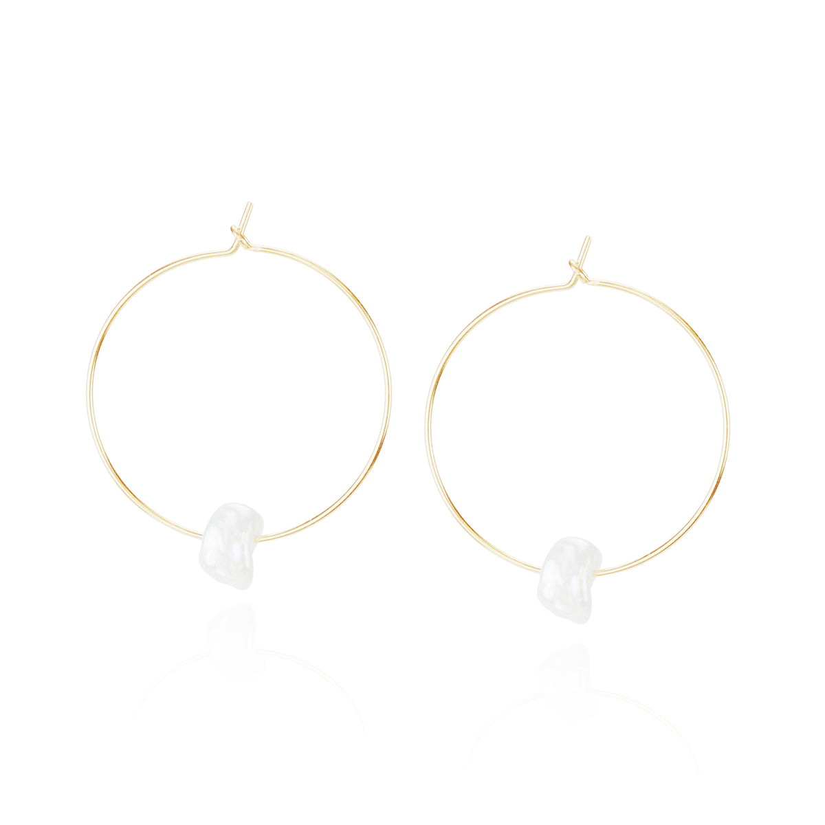 White Pearl Hoop Earrings