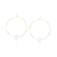 White Pearl Hoop Earrings