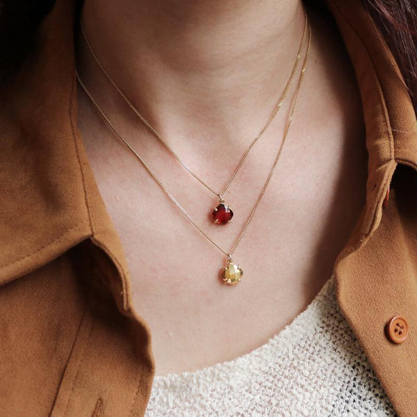 Square Gem Pendant Necklace