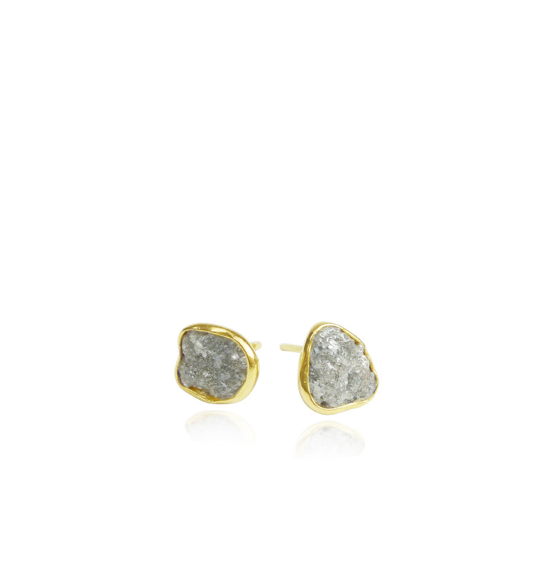 14ct Gold Rough Diamond Stud Earrings