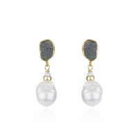 Diamonds & Pearl Drop Earrings