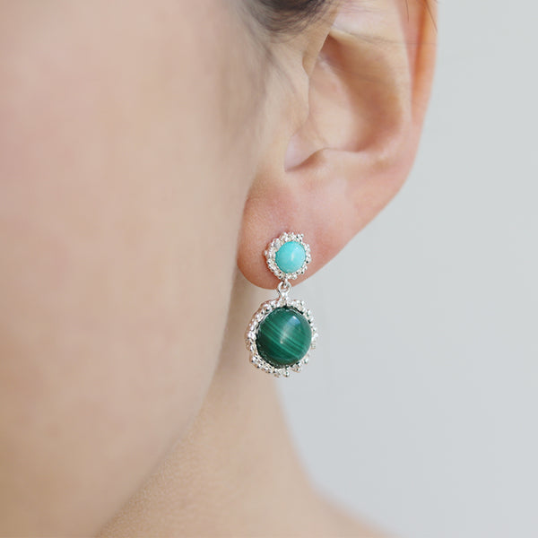 Double Gem Textured Earrings