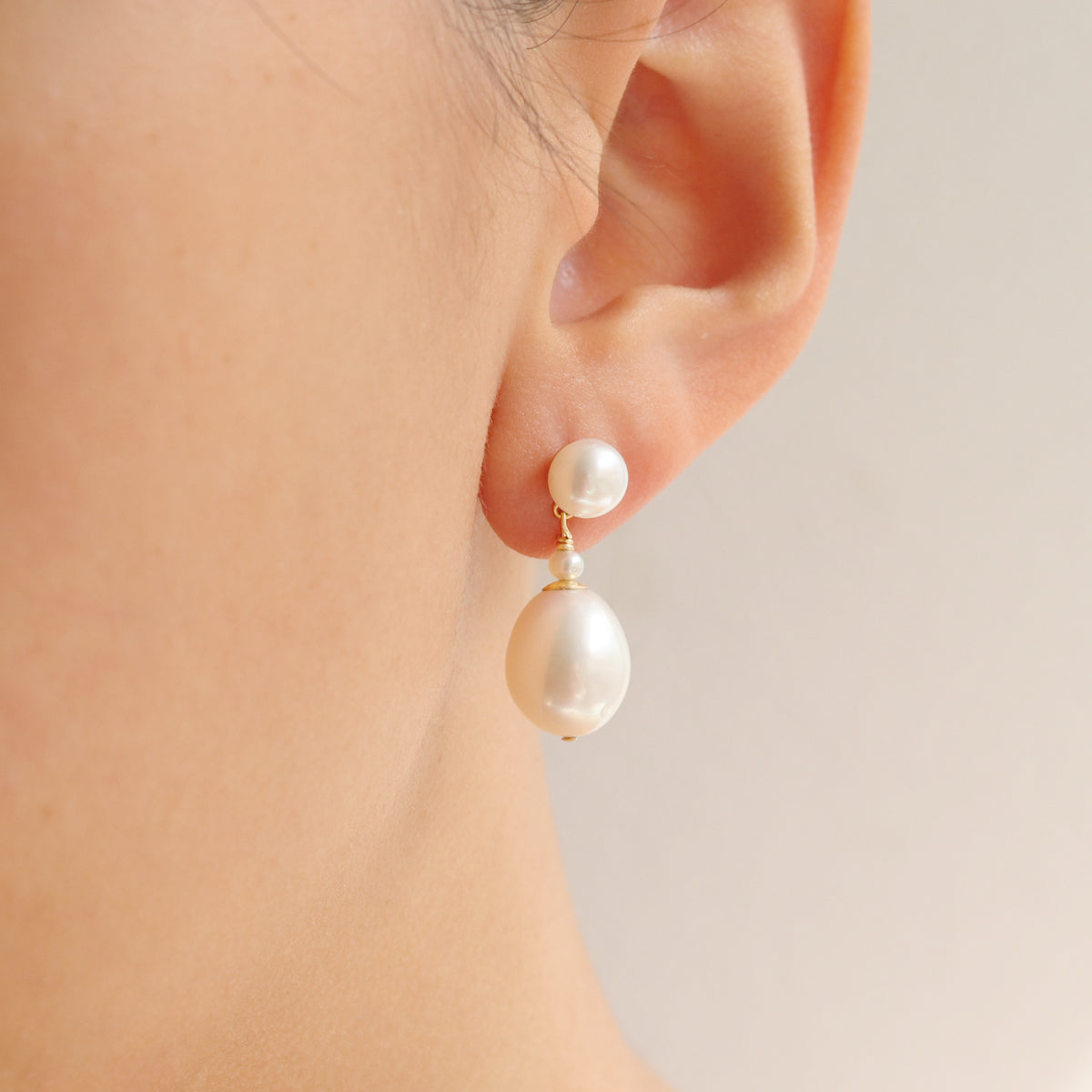 Double Pearl Drop Earrings