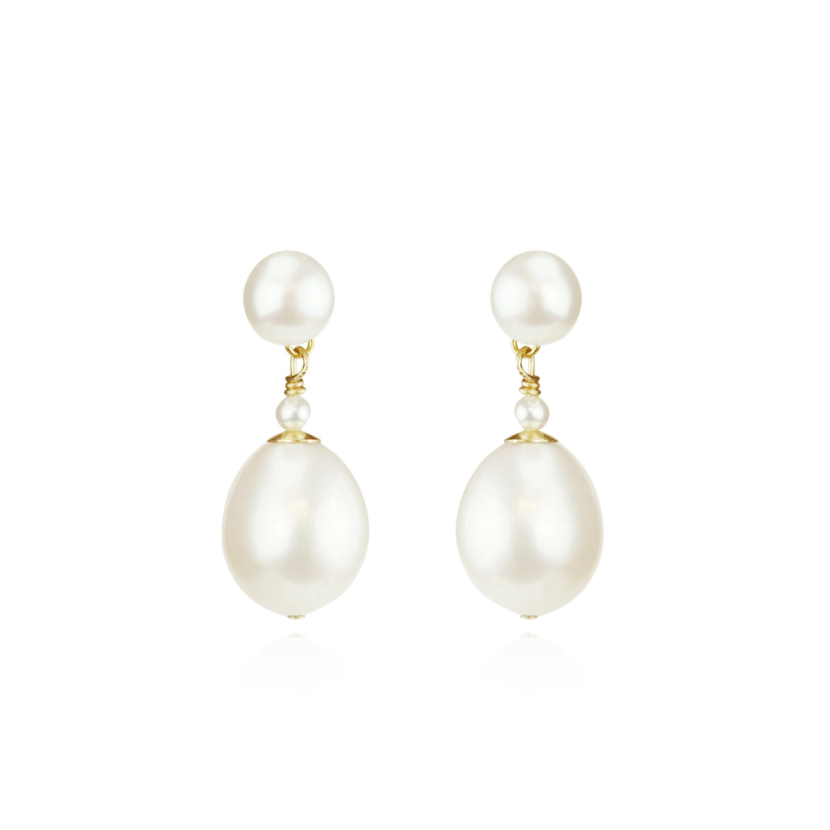 Double Pearl Drop Earrings