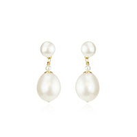 Double Pearl Drop Earrings