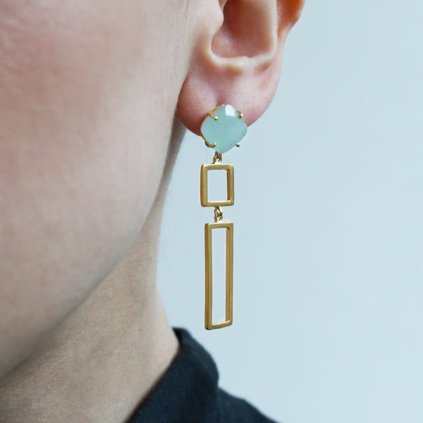 Gold Aquamarine Drop Earrings