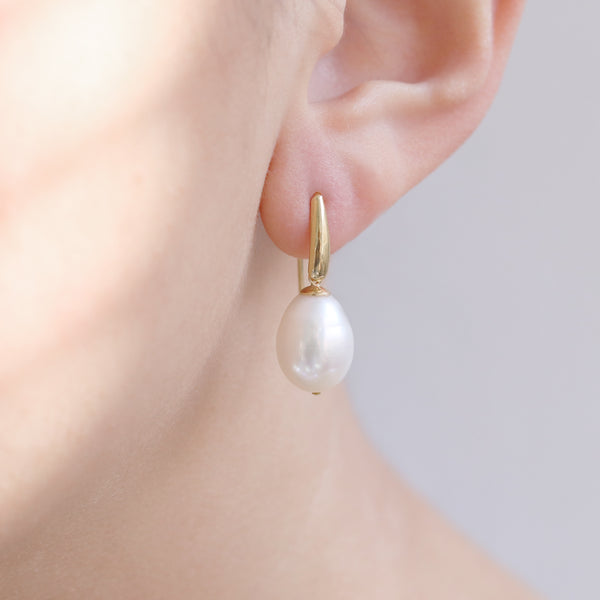 White Pearl Shield Earrings