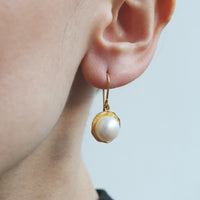 Large Pearl Fish Hook Earrings
