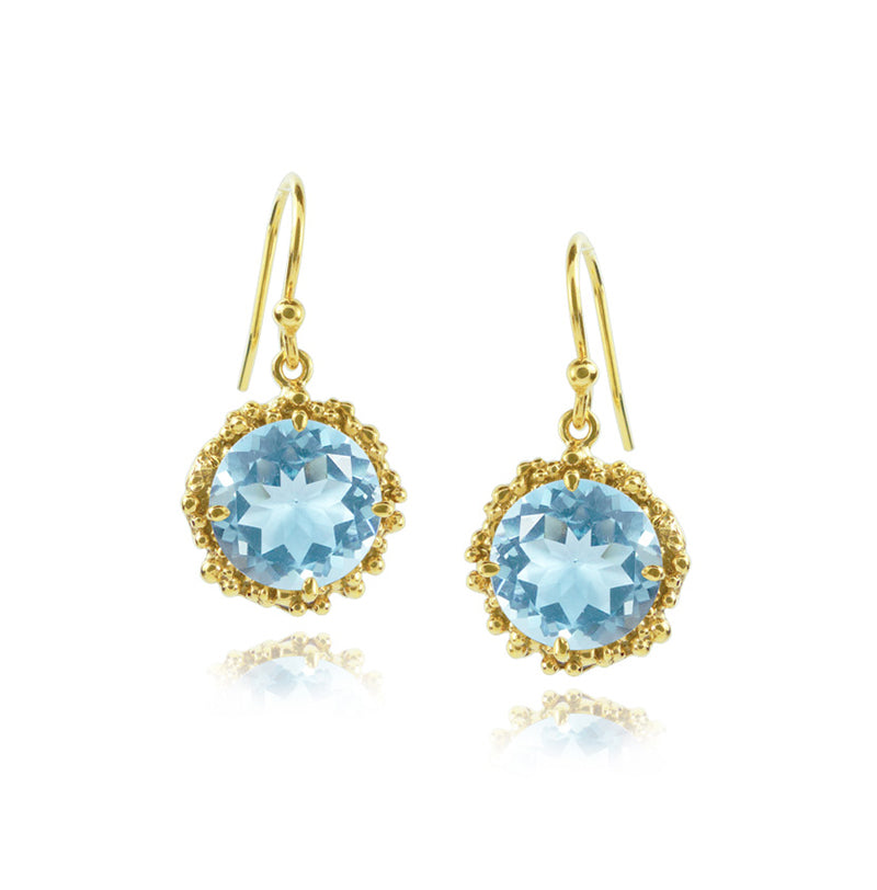 Blue Topaz Fish Hook Earrings