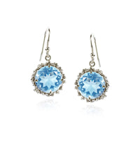 Blue Topaz Fish Hook Earrings