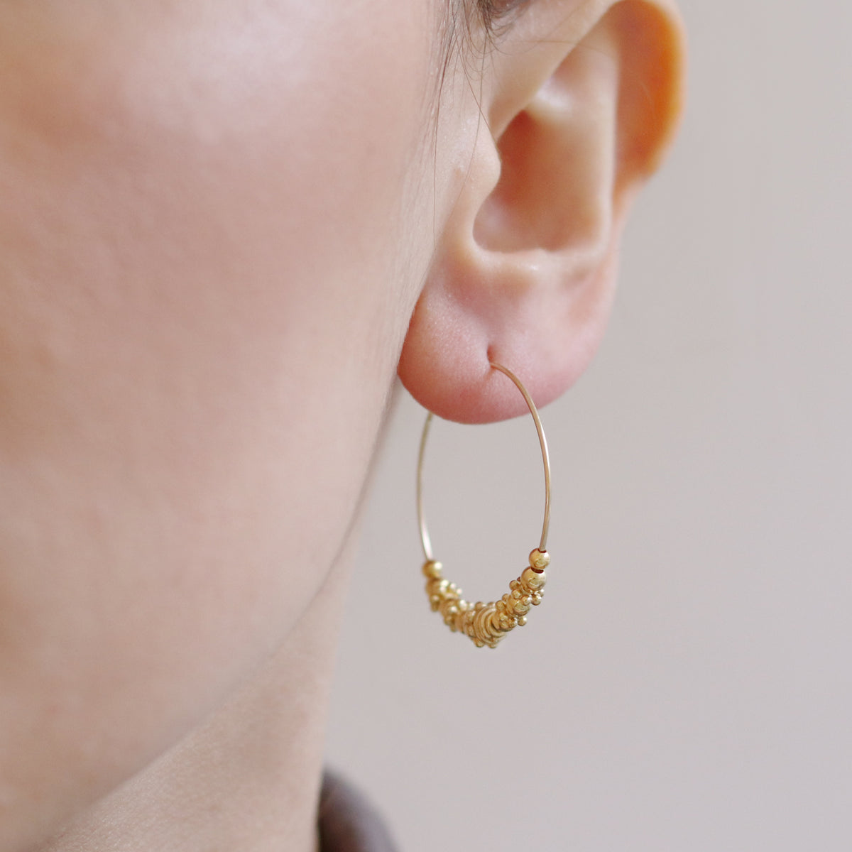 Ornate Gold Bead Hoops