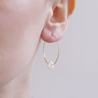 White Pearl Hoop Earrings