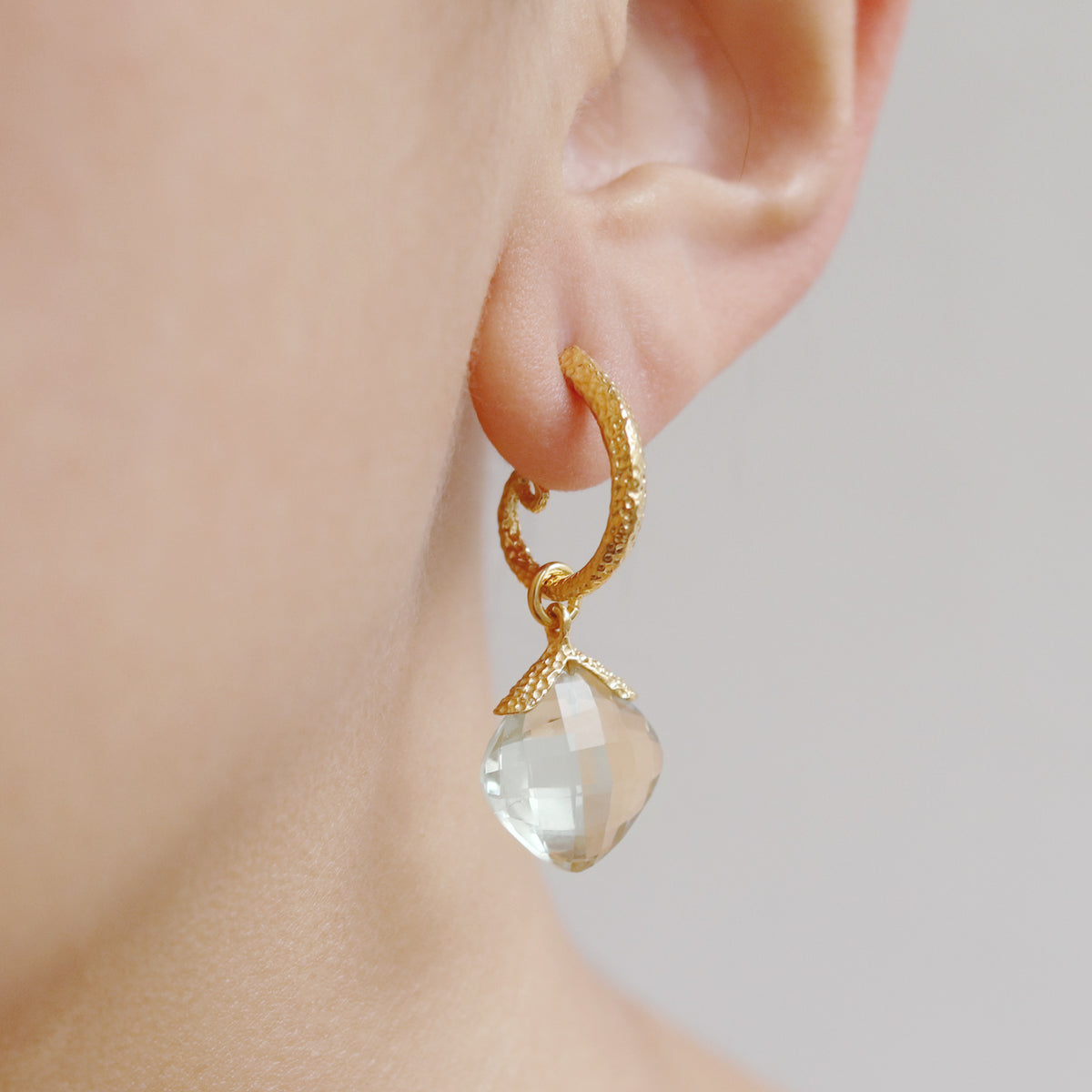 Cushion Cut Gem Drop Hoops