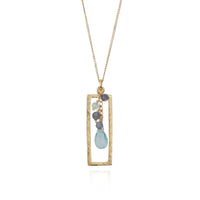 Hammered Rectangle & Cluster Pendant Necklace