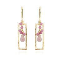 Hammered Rectangle & Cluster Earrings