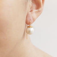 Round White Pearl Earrings