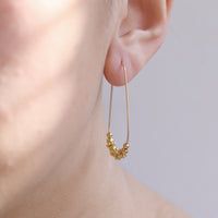 Dainty Gold Bead Long Hoops