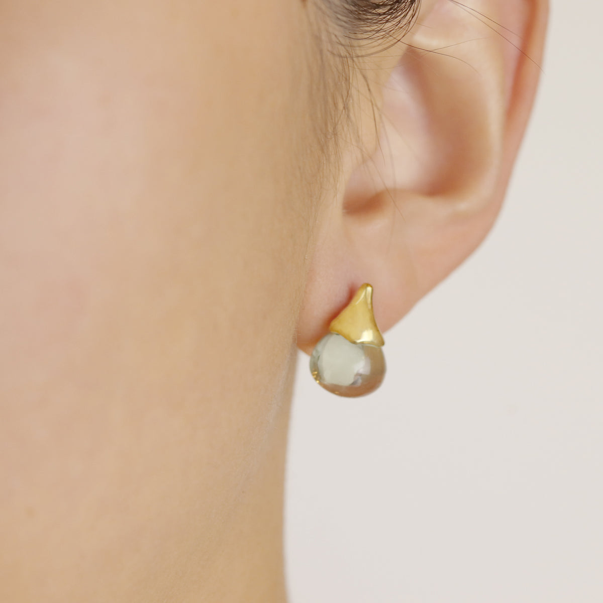 Green Amethyst Stud Earrings