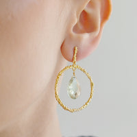 Textured Circle & Gem Earrings