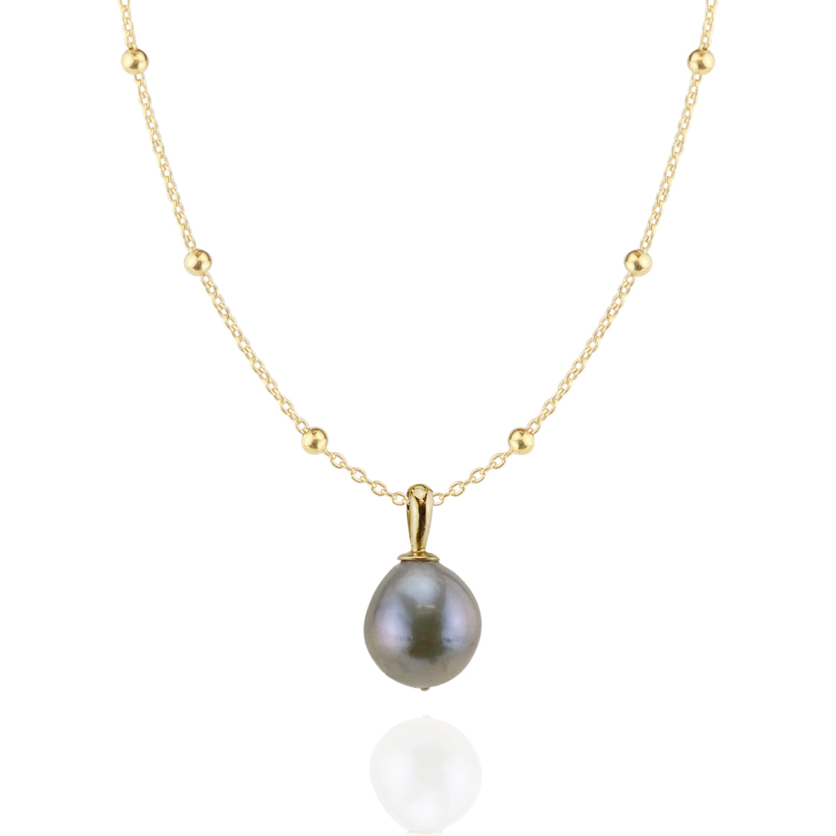 Peacock Baroque Pearl Pendant with Satellite Chain