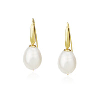 White Pearl Shield Earrings