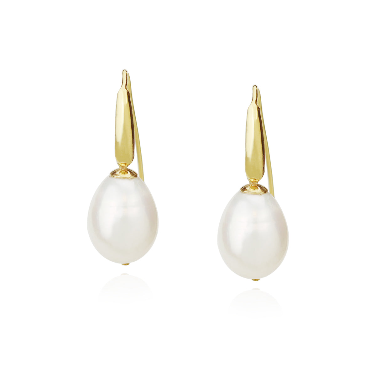 White Pearl Shield Earrings