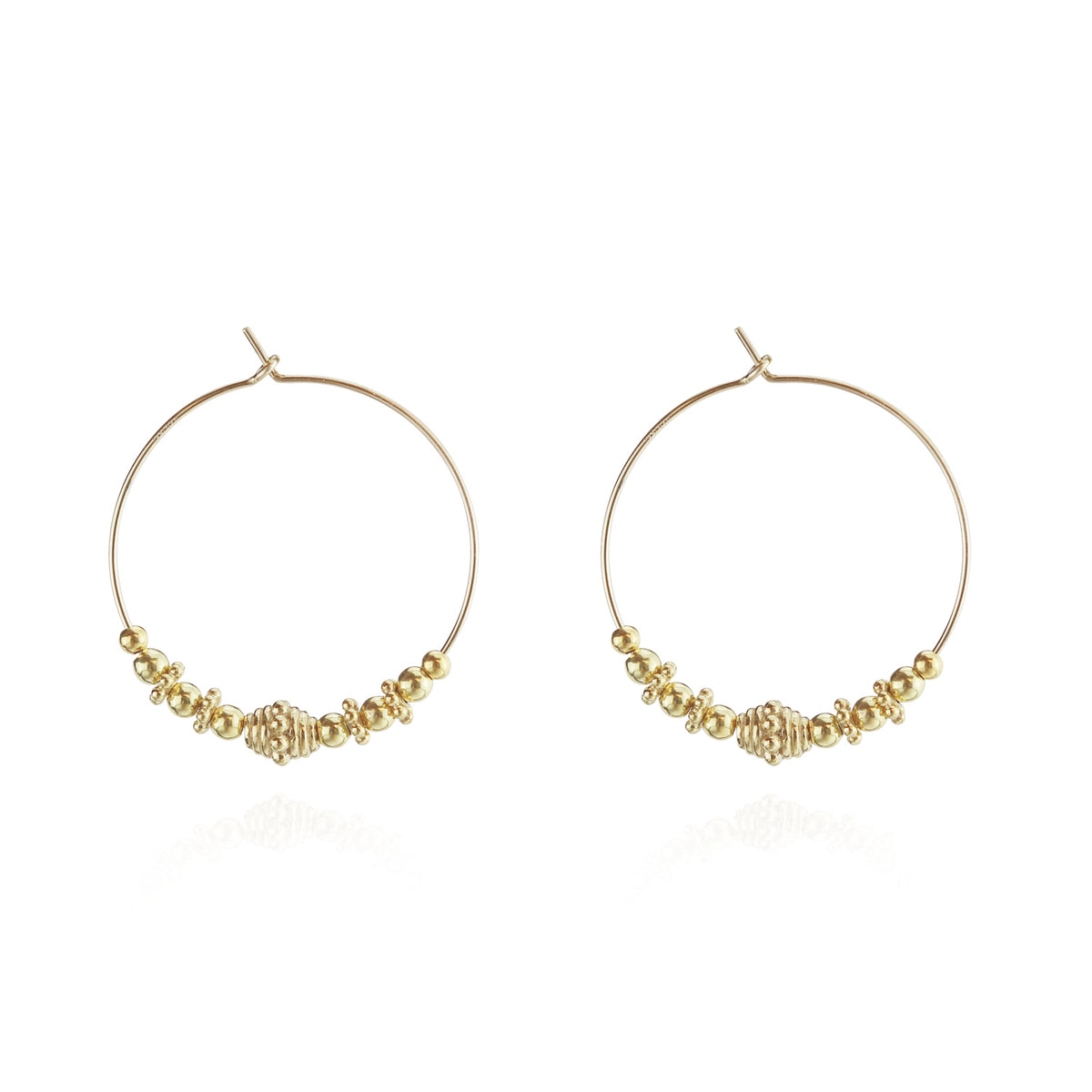 Ornate Gold Bead Hoops