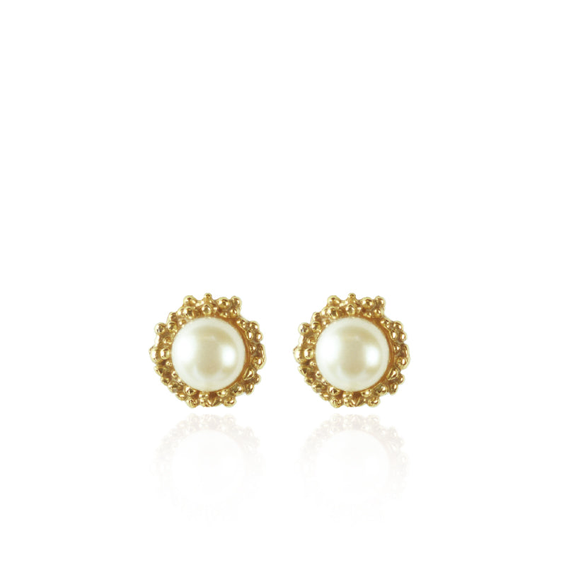 White Pearl Stud Earrings