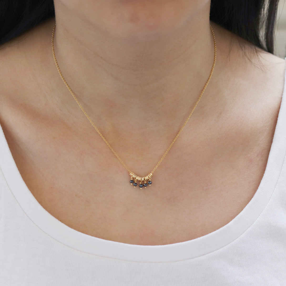 Gold Black Diamond Dainty Necklace