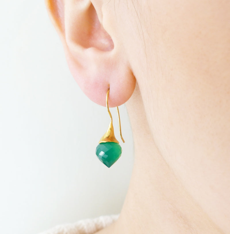 Green Amethyst Gold Earrings