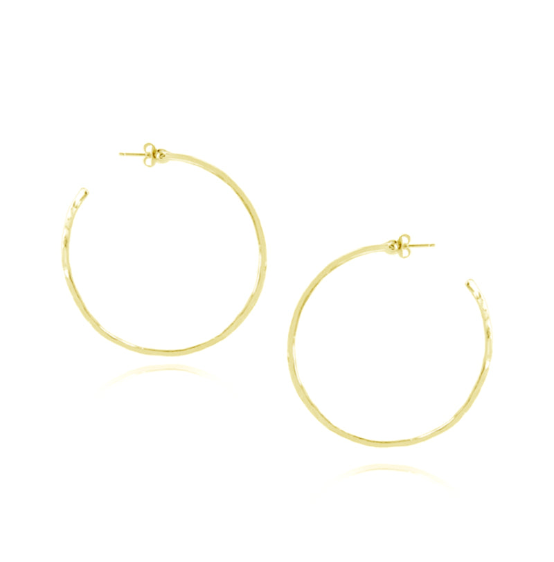 Hammered Silver Hoop Earrings