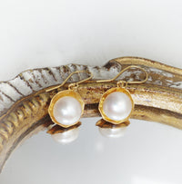 Large Pearl Fish Hook Earrings
